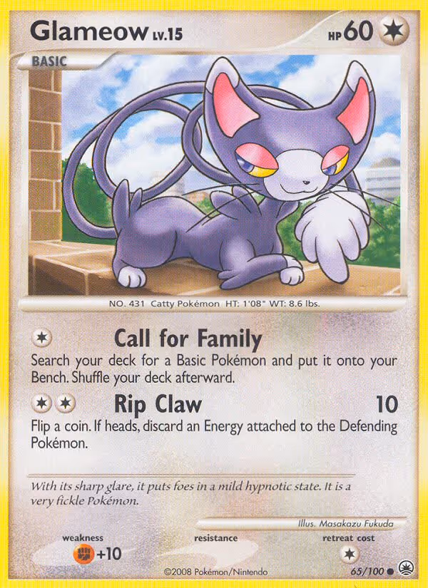 Glameow 65/100 Pokemon card