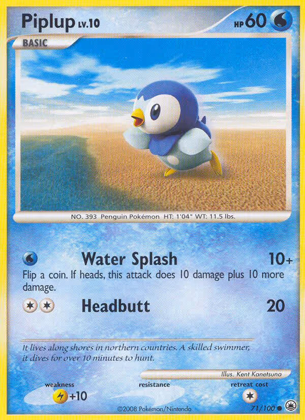 Piplup 71/100 Pokemon card