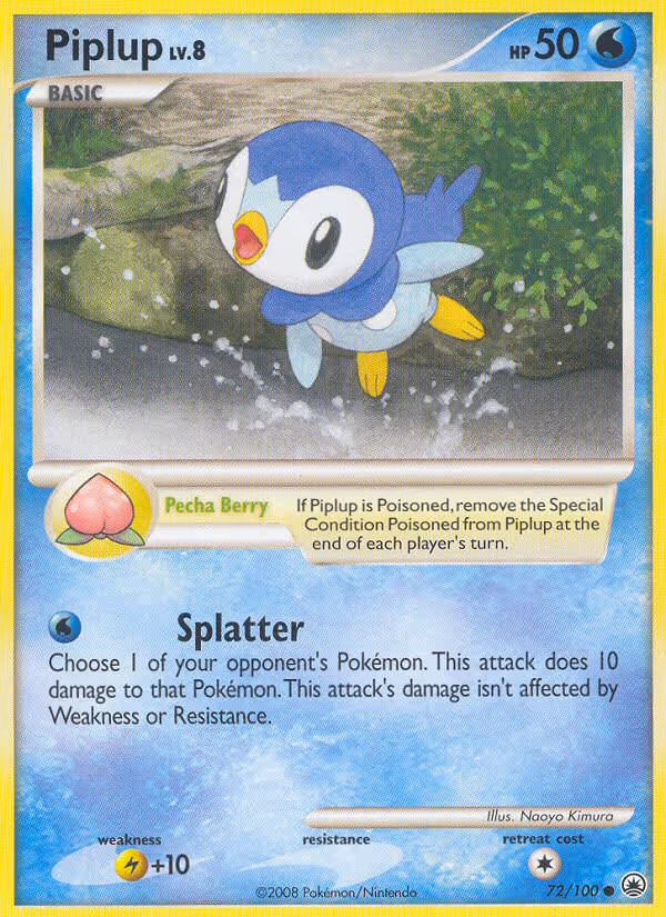Piplup 72/100 Pokemon card