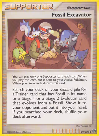 Fossil Excavator 82/100 Pokemon card