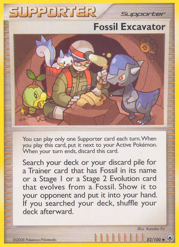 Fossil Excavator 82/100 Pokemon card
