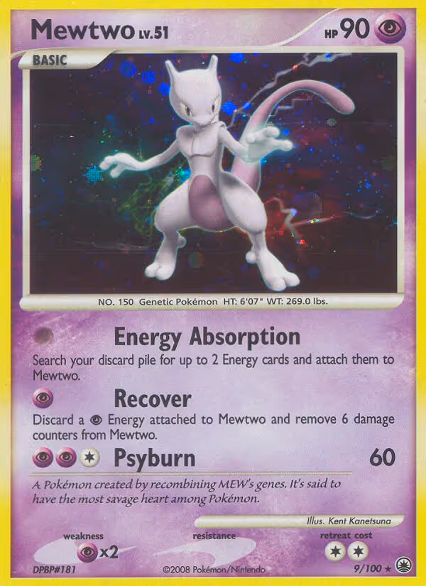 Mewtwo 9/100 Pokemon card