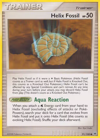 Helix Fossil 91/100 Pokemon card