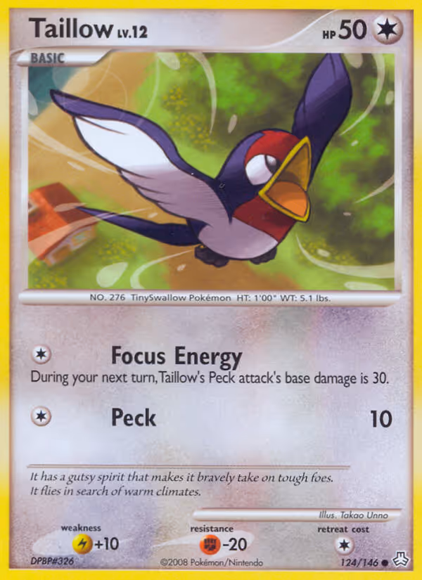 Taillow 124/146 Pokemon card