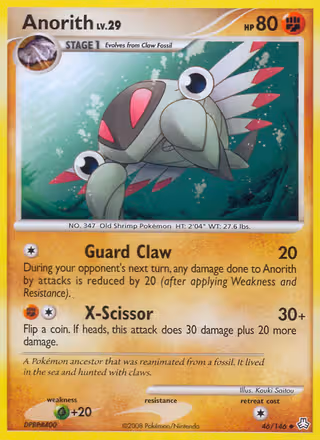 Anorith 46/146 Pokemon card
