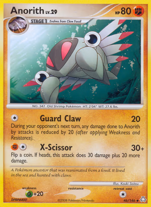 Anorith 46/146 Pokemon card