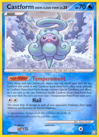 Castform Snow-cloud Form 50/146 Pokemon card