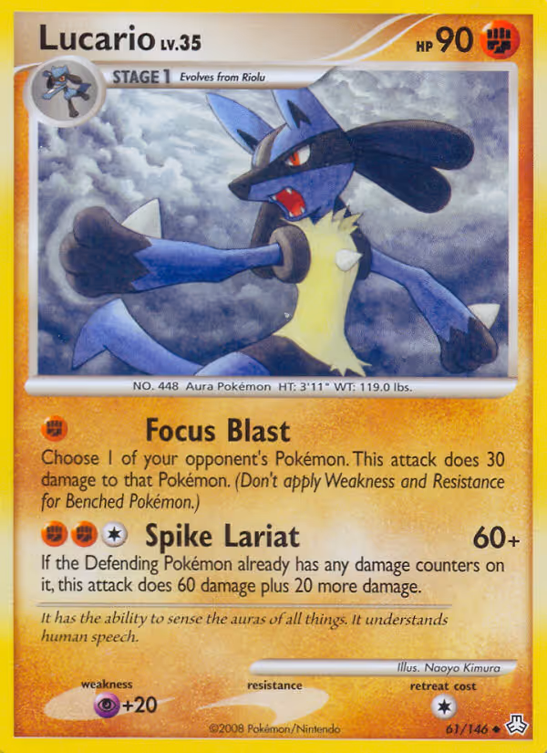 Lucario 61/146 Pokemon card