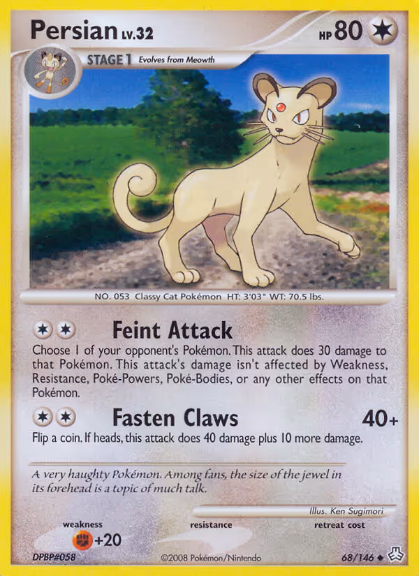 Persian 68/146 Pokemon card