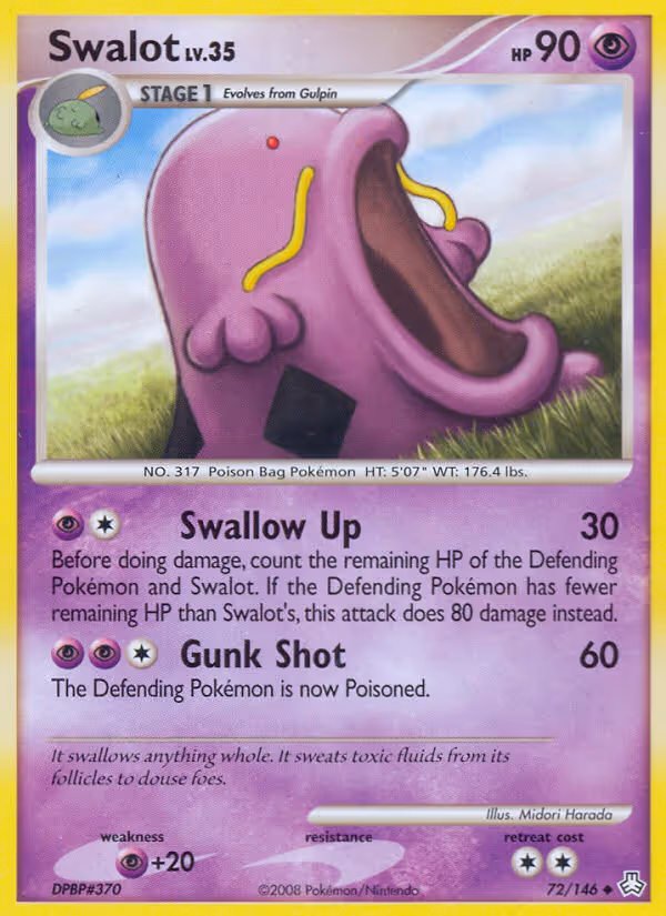 Swalot 72/146 Pokemon card