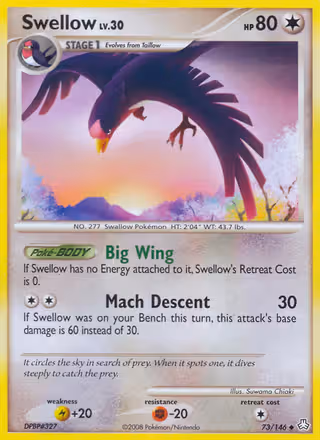 Swellow 73/146 Pokemon card