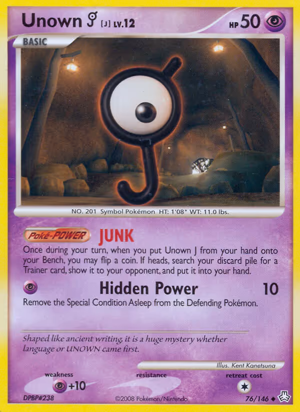 Unown J 76/146 Pokemon card