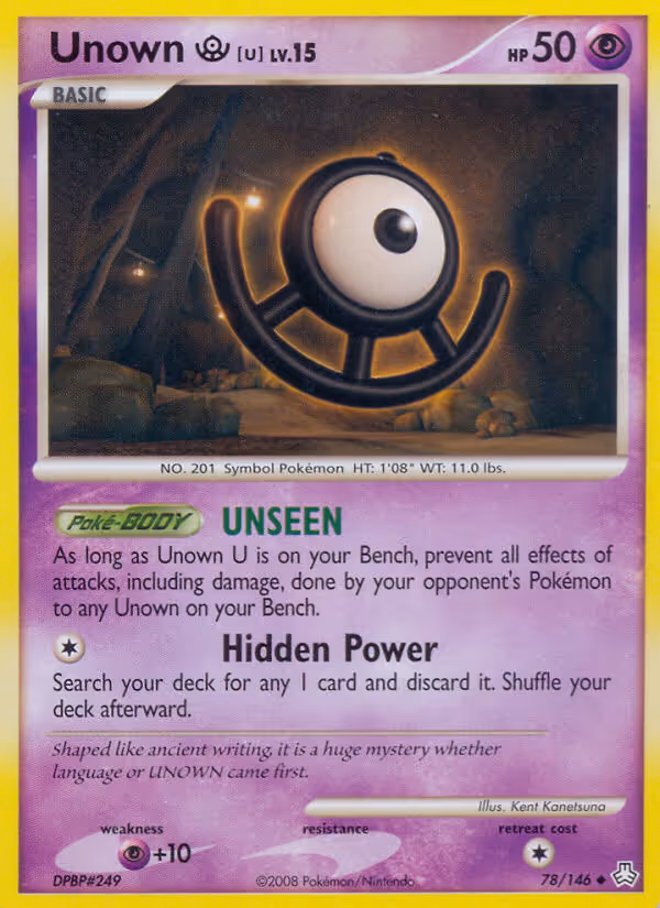 Unown U 78/146 Pokemon card