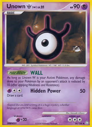 Unown W 80/146 Pokemon card