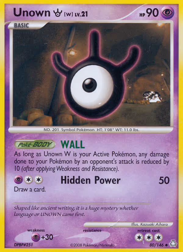 Unown W 80/146 Pokemon card