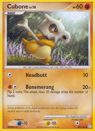 Cubone 90/146 Pokemon card