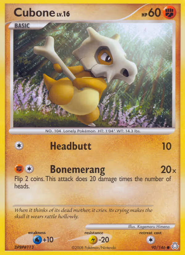 Cubone 90/146 Pokemon card