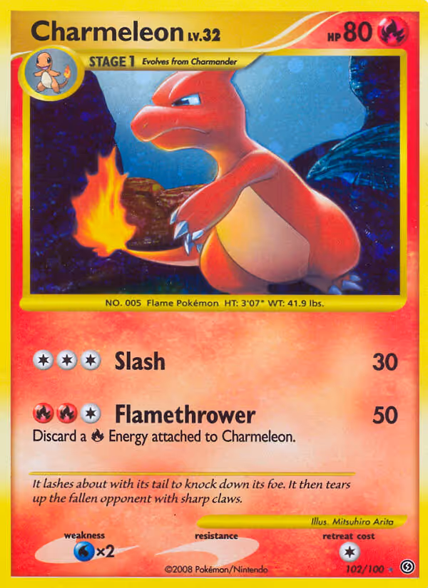 Charmeleon 102/100 Pokemon card