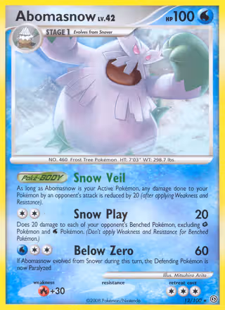 Abomasnow 12/100 Pokemon card