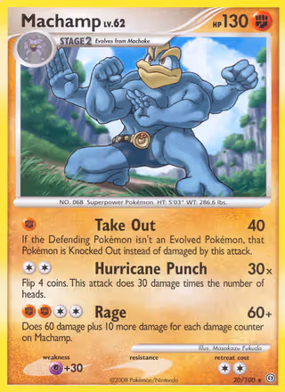 Machamp 20/100 Pokemon card