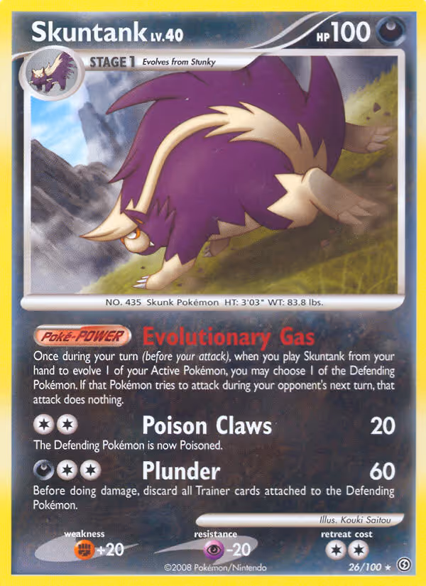 Skuntank 26/100 Pokemon card