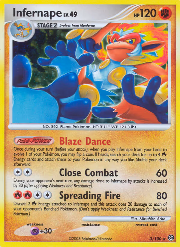 Infernape 3/100 Pokemon card