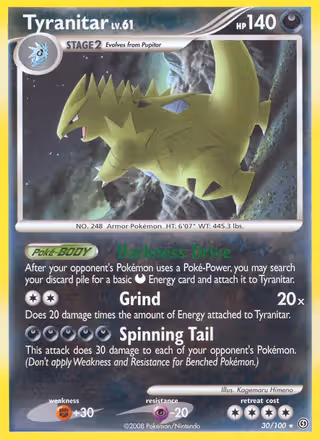 Tyranitar 30/100 Pokemon card