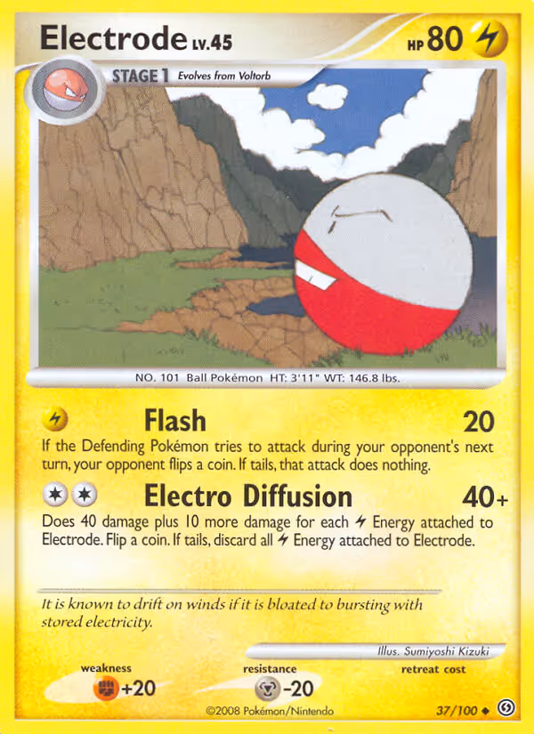 Electrode 37/100 Pokemon card