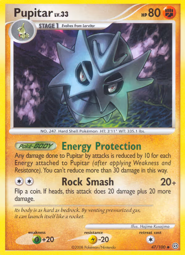 Pupitar 47/100 Pokemon card