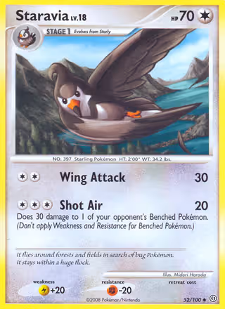 Staravia 52/100 Pokemon card