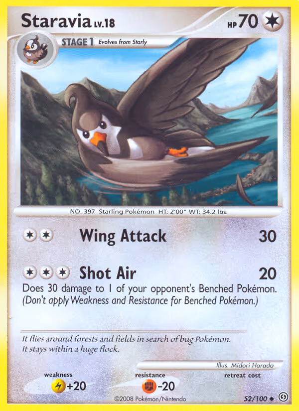 Staravia 52/100 Pokemon card