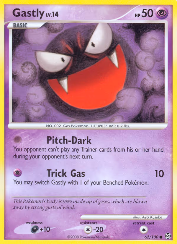 Gastly 62/100 Pokemon card