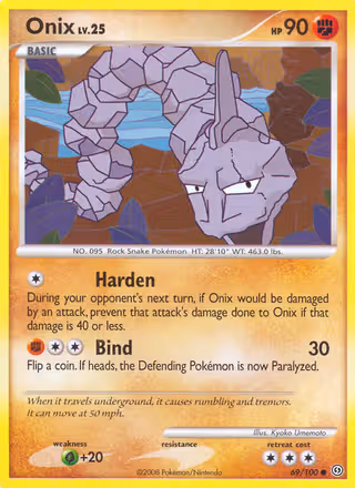 Onix 69/100 Pokemon card