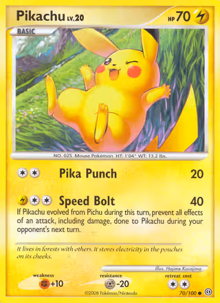 Pikachu 70/100 Pokemon card