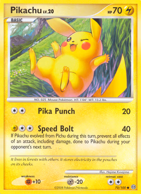 Pikachu 70/100 Pokemon card