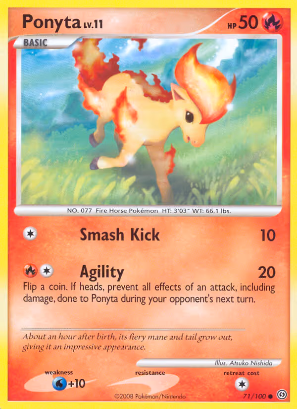 Ponyta 71/100 Pokemon card