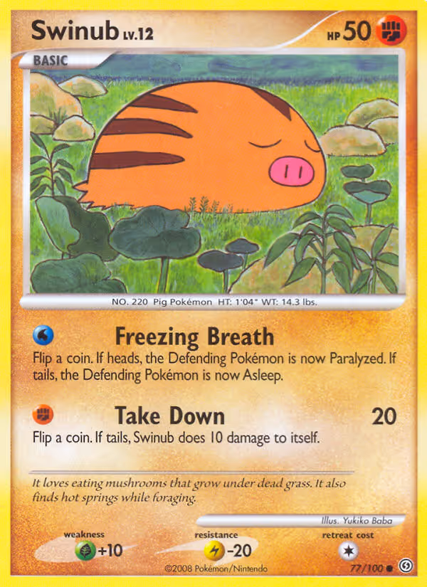 Swinub 77/100 Pokemon card
