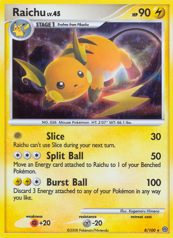 Raichu 8/100 Pokemon card