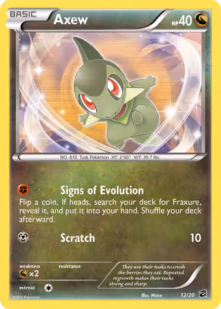 Axew 12/20 Pokemon card