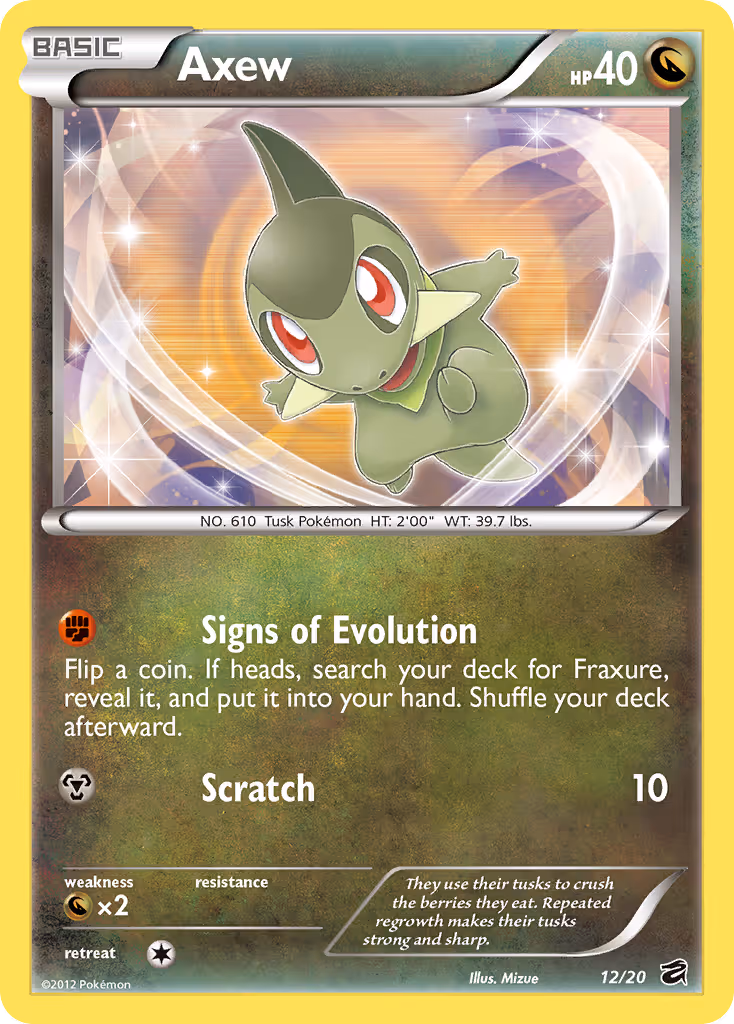 Axew 12/20 Pokemon card