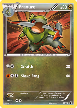 Fraxure 15/20 Pokemon card