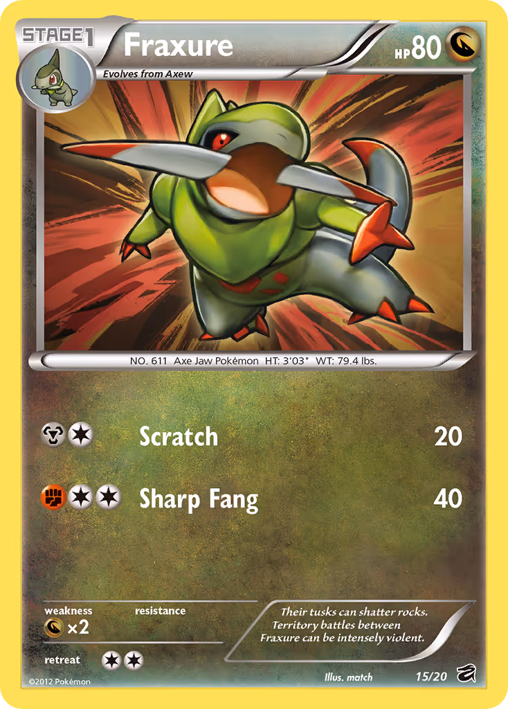 Fraxure 15/20 Pokemon card