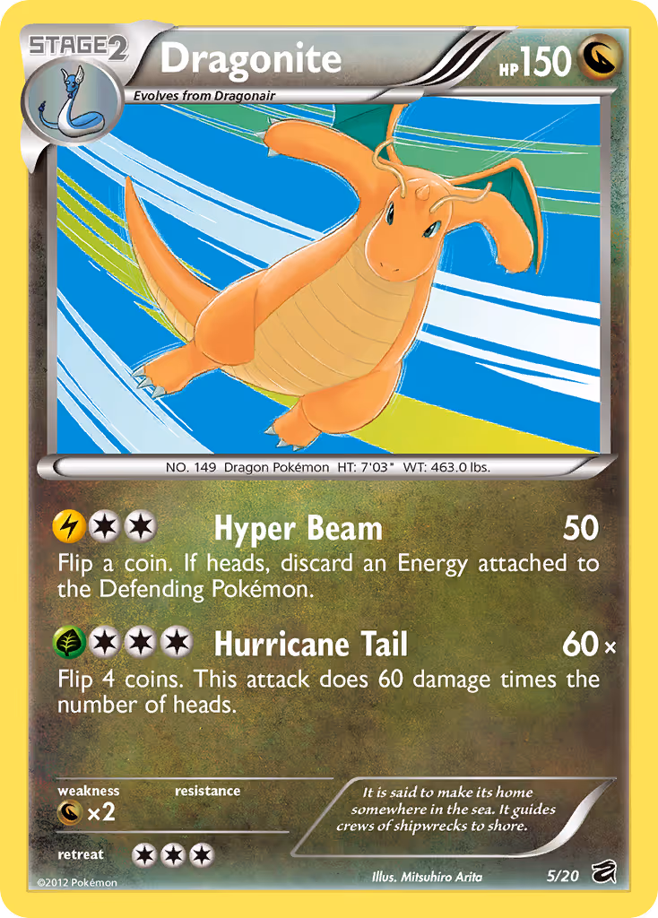 Dragonite 5/20 Pokemon card