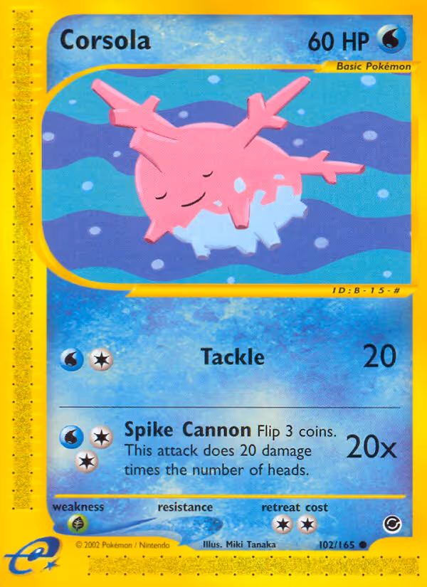 Corsola 102/165 Pokemon card
