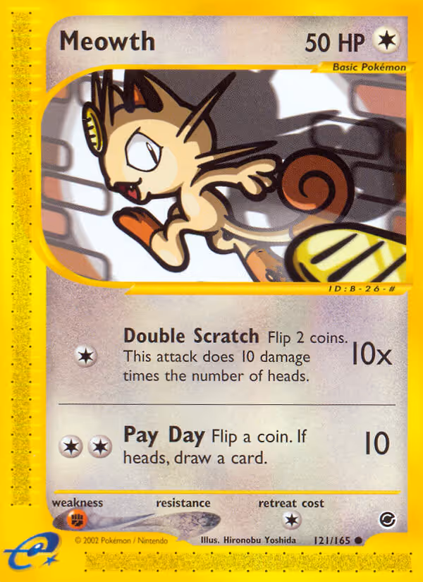 Meowth 121/165 Pokemon card