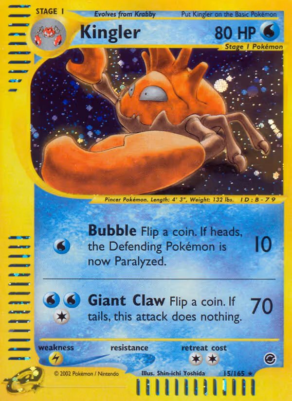 Kingler 15/165 Pokemon card