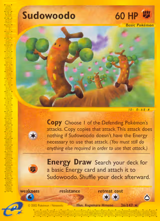 Sudowoodo 36/147 Pokemon card
