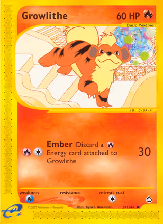 Growlithe 51/147 Pokemon card
