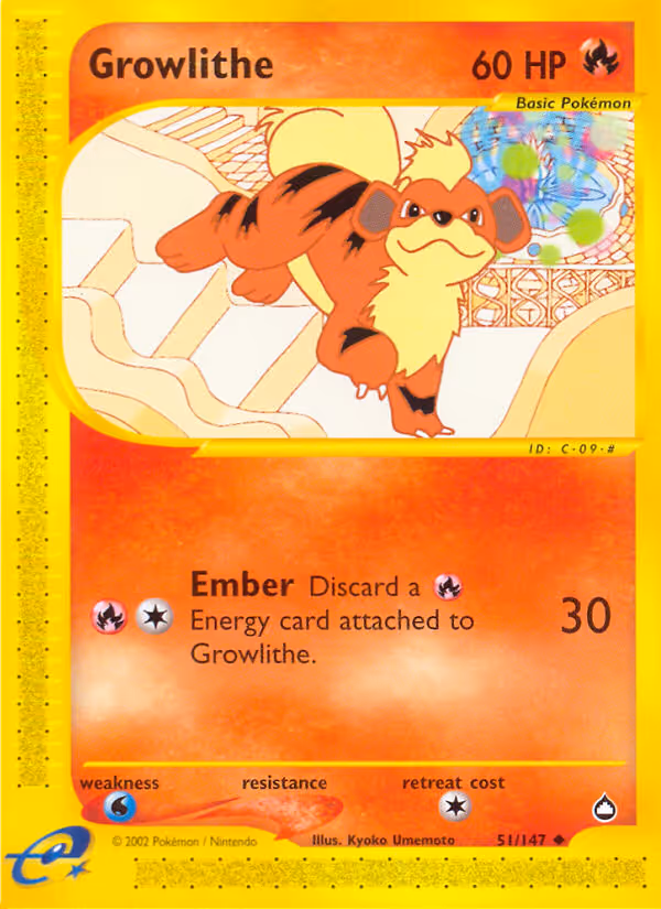 Growlithe 51/147 Pokemon card