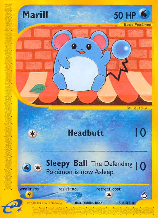 Marill 53/147 Pokemon card